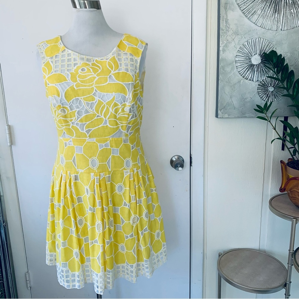 NWOT Signature by Robbie Bee cotton blend yellow dress size 16